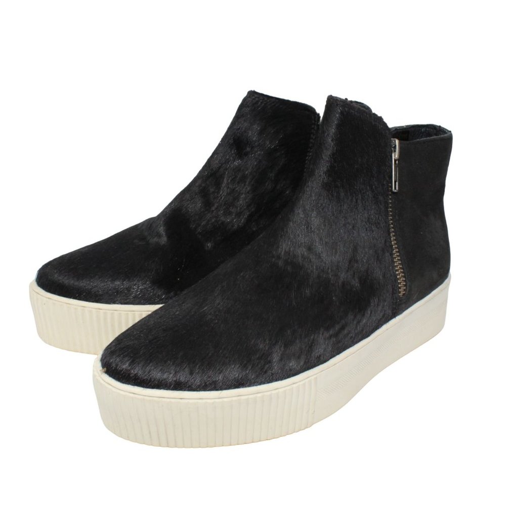 Maruti Sz 5.5M Black Calf Hair Platform Sneaker Boots Side Zipper Hidden Wedge - Picture 4 of 12